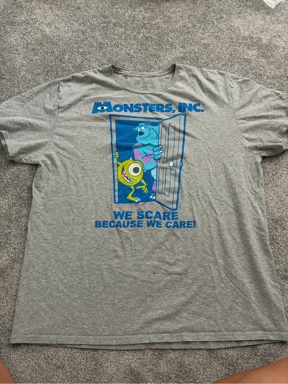 Disney Monsters, Inc. Gray Tee with Blue & Yellow Graphic